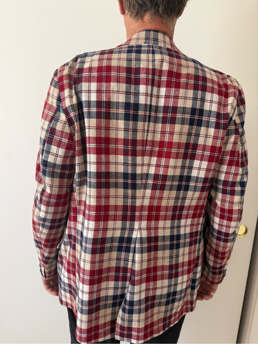 Plaid Men's Blazer Jacket - Red & Navy perfect for Memorial Day or July 4th!